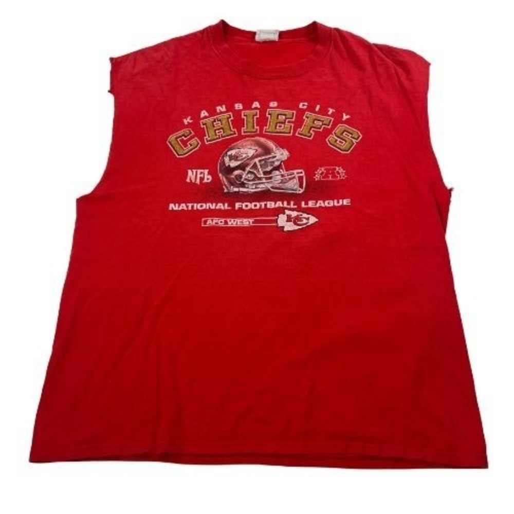 Kansas City Chiefs Shirt Mens XL Extra Large Red NFL Cut Off Sleeveless Football